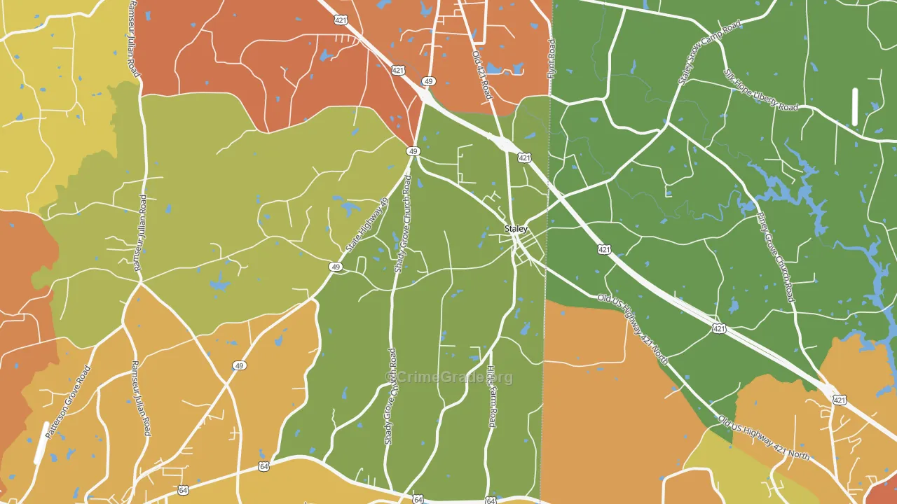 Staley, NC Map of Murder Rates