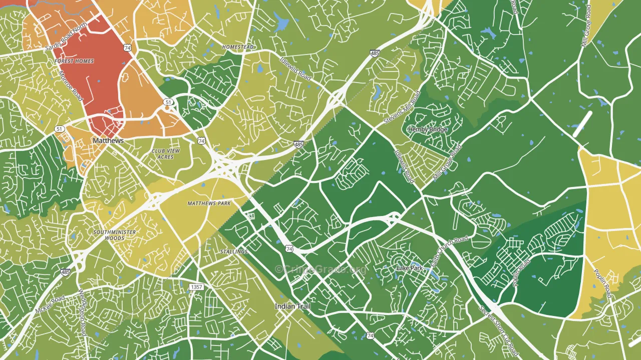 Stallings, NC Map of Murder Rates