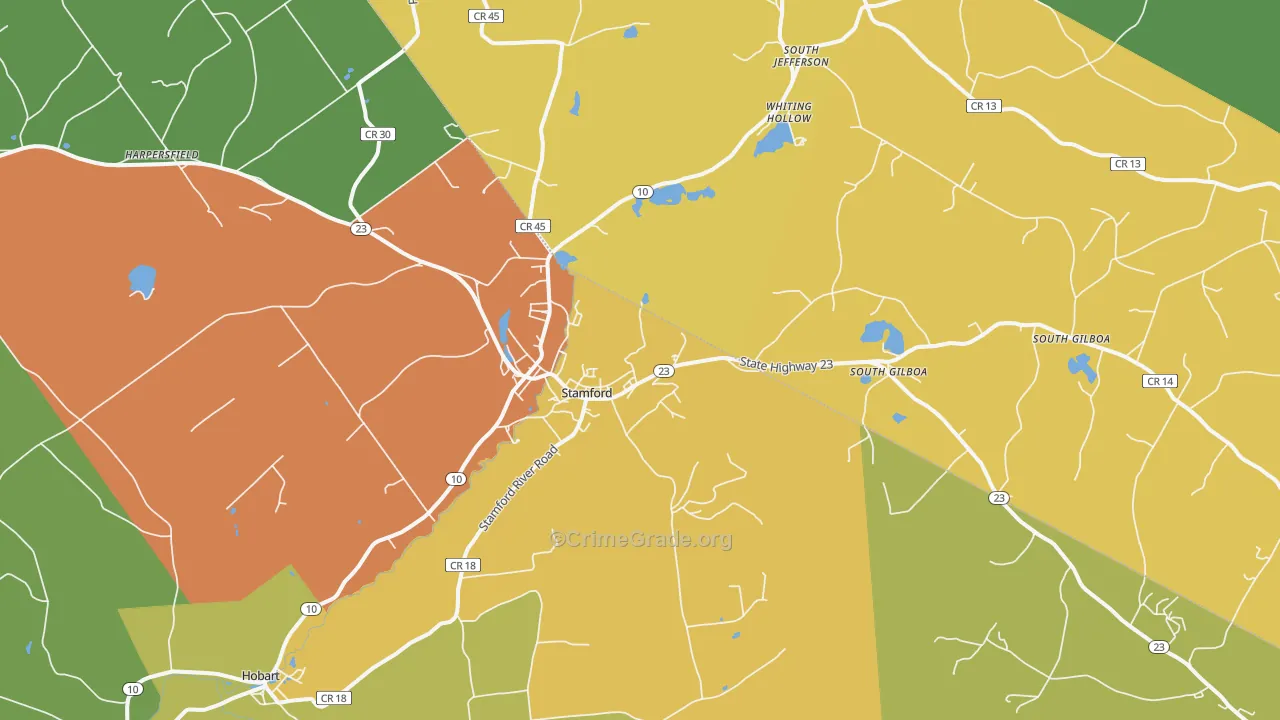 Stamford, NY Map of Murder Rates