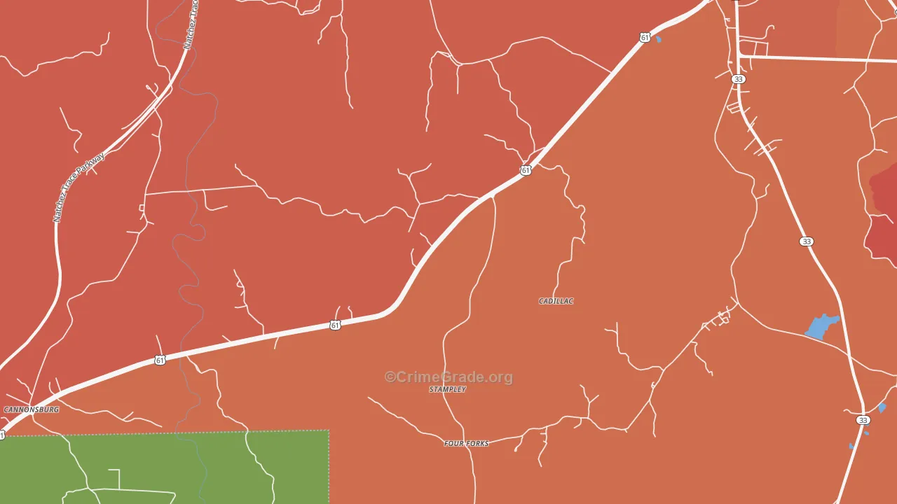 Stampley, MS Map of Murder Rates