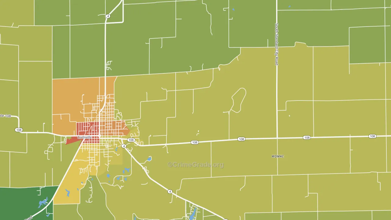 Standard City, IL Map of Murder Rates