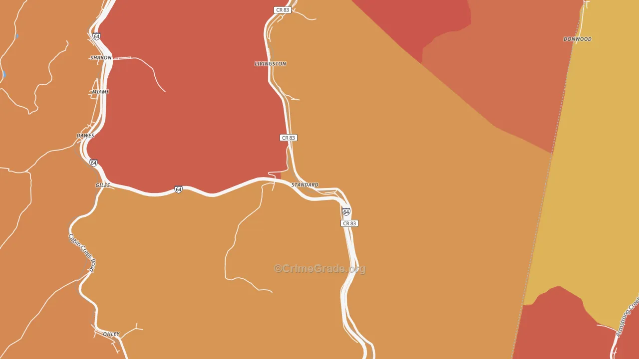 Standard, WV Map of Murder Rates