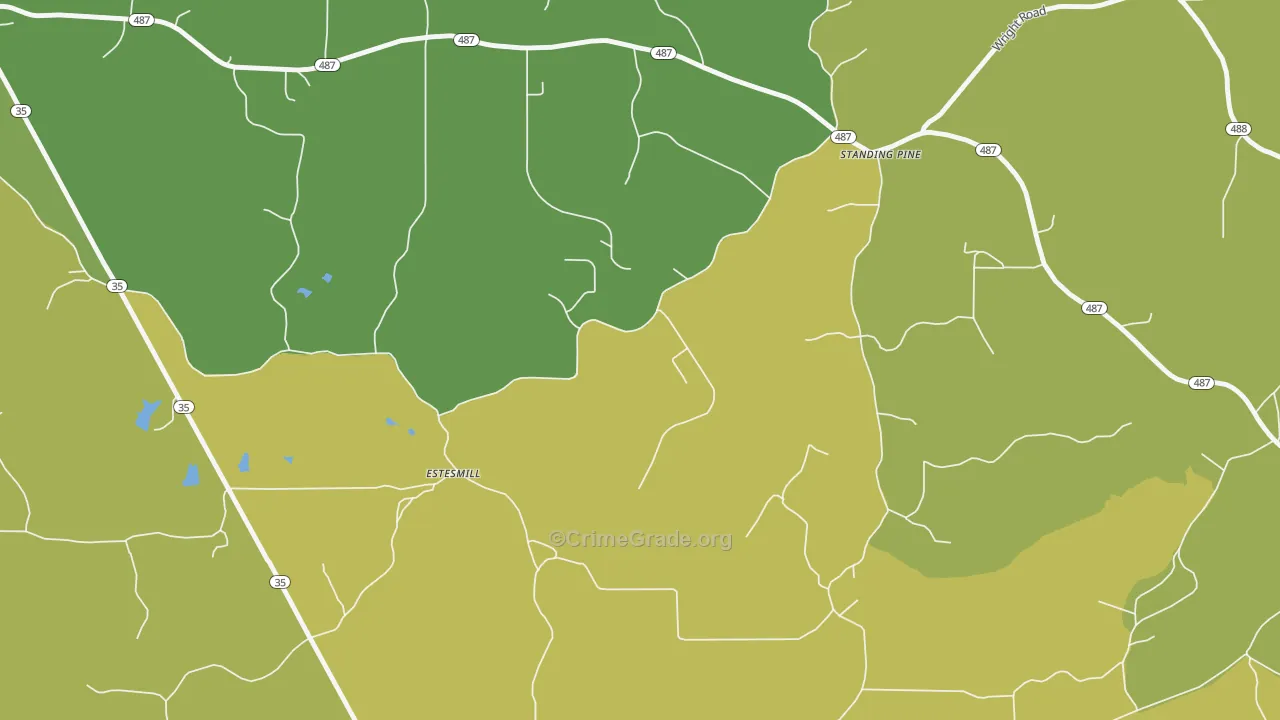 Standing Pine, MS Map of Murder Rates