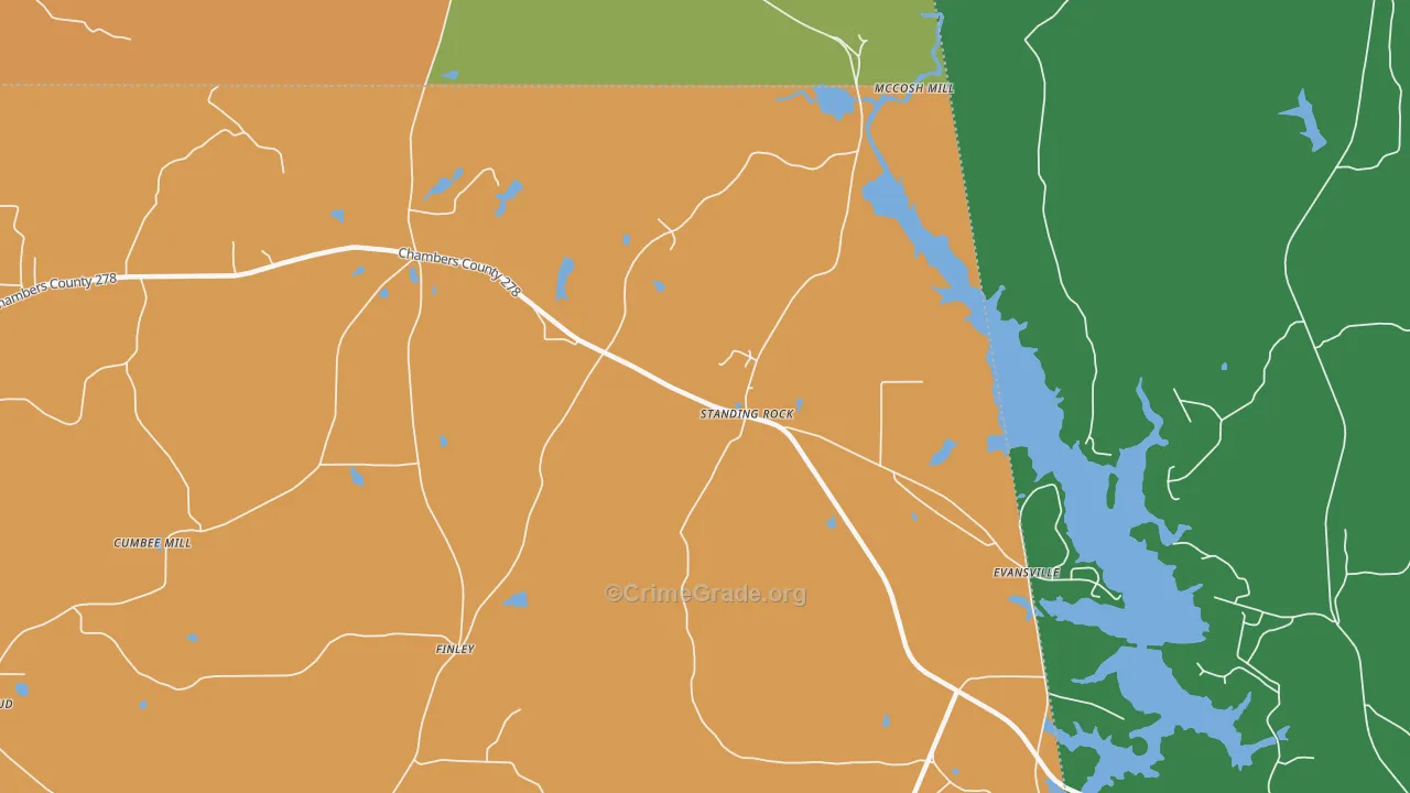 Standing Rock, AL Map of Murder Rates