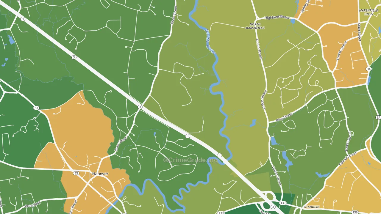 Standish, MA Map of Murder Rates