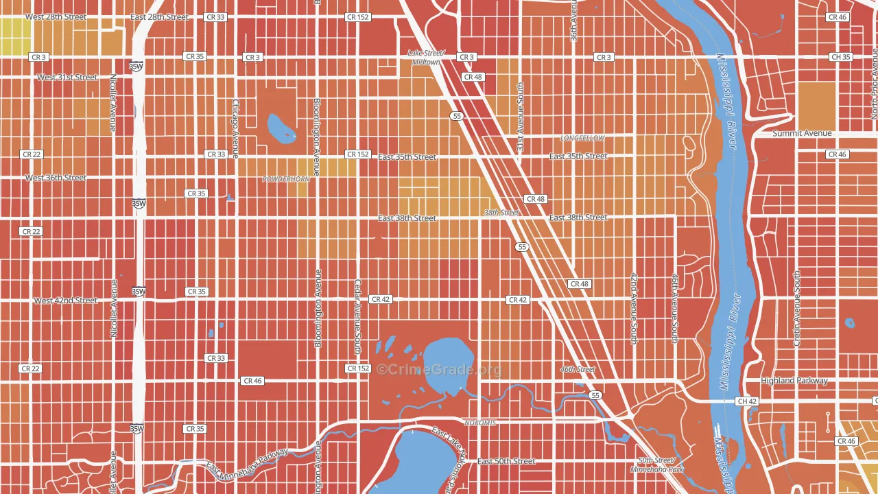 Standish, Minneapolis, MN Map of Murder Rates