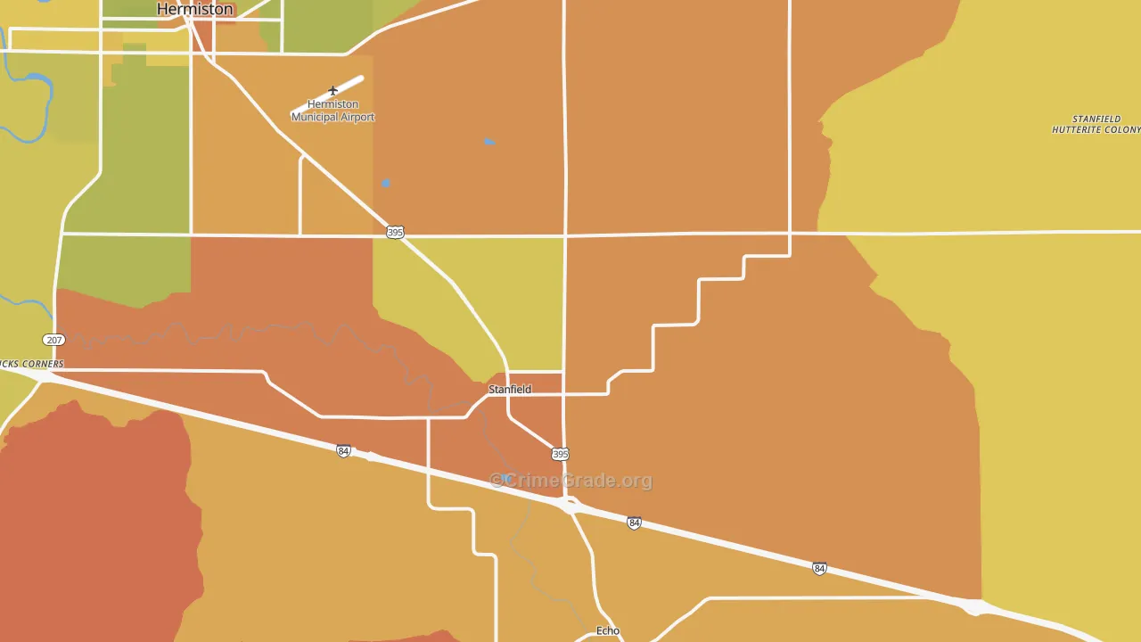Stanfield, OR Map of Murder Rates
