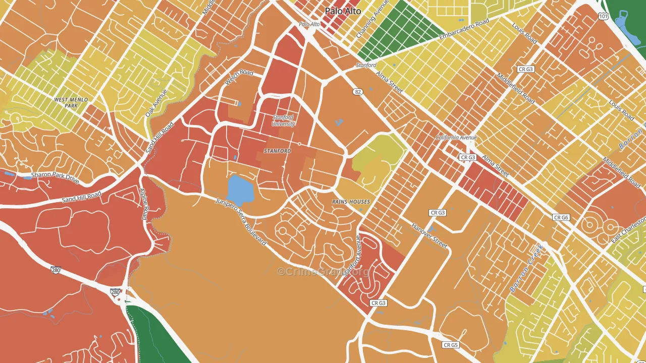 Stanford, CA Map of Murder Rates