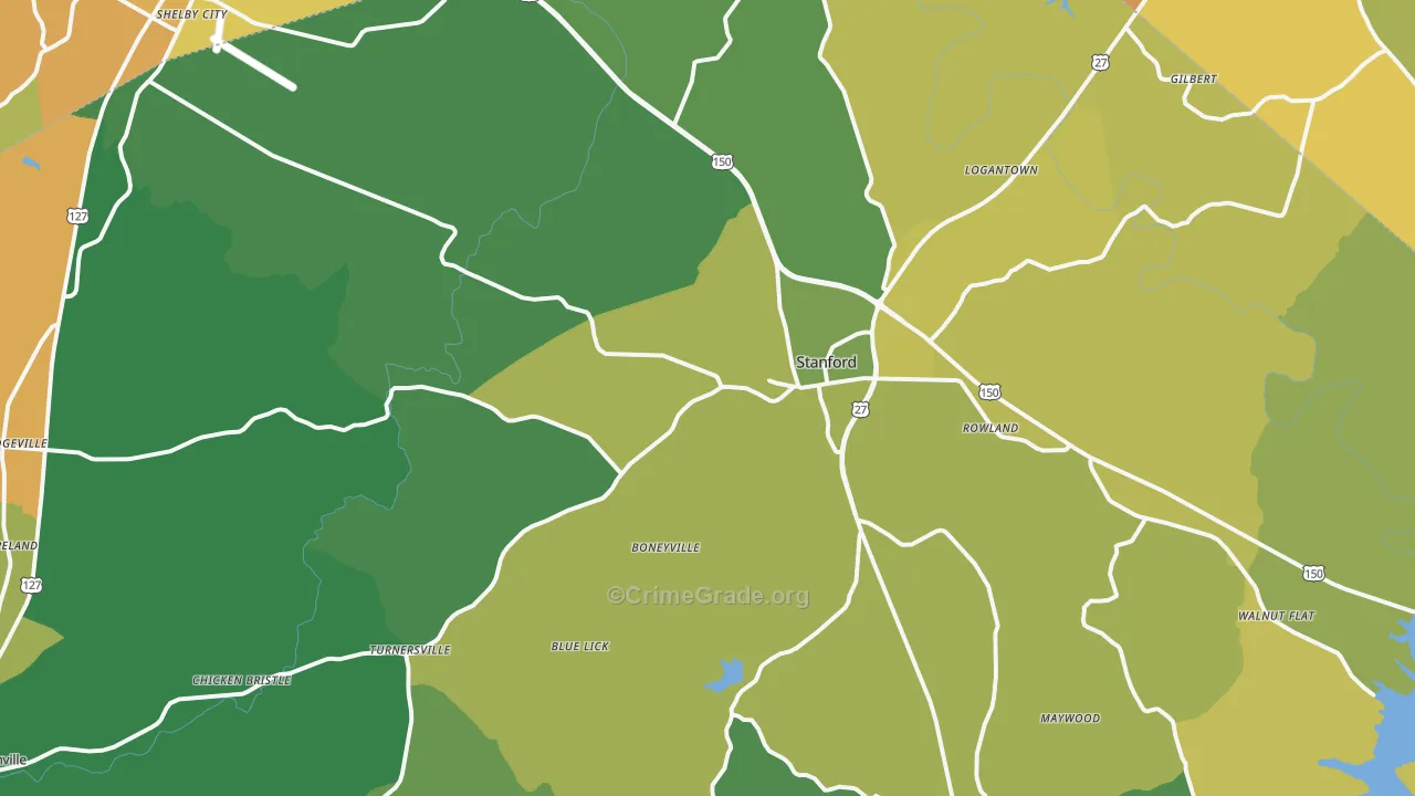 Stanford, KY Map of Murder Rates