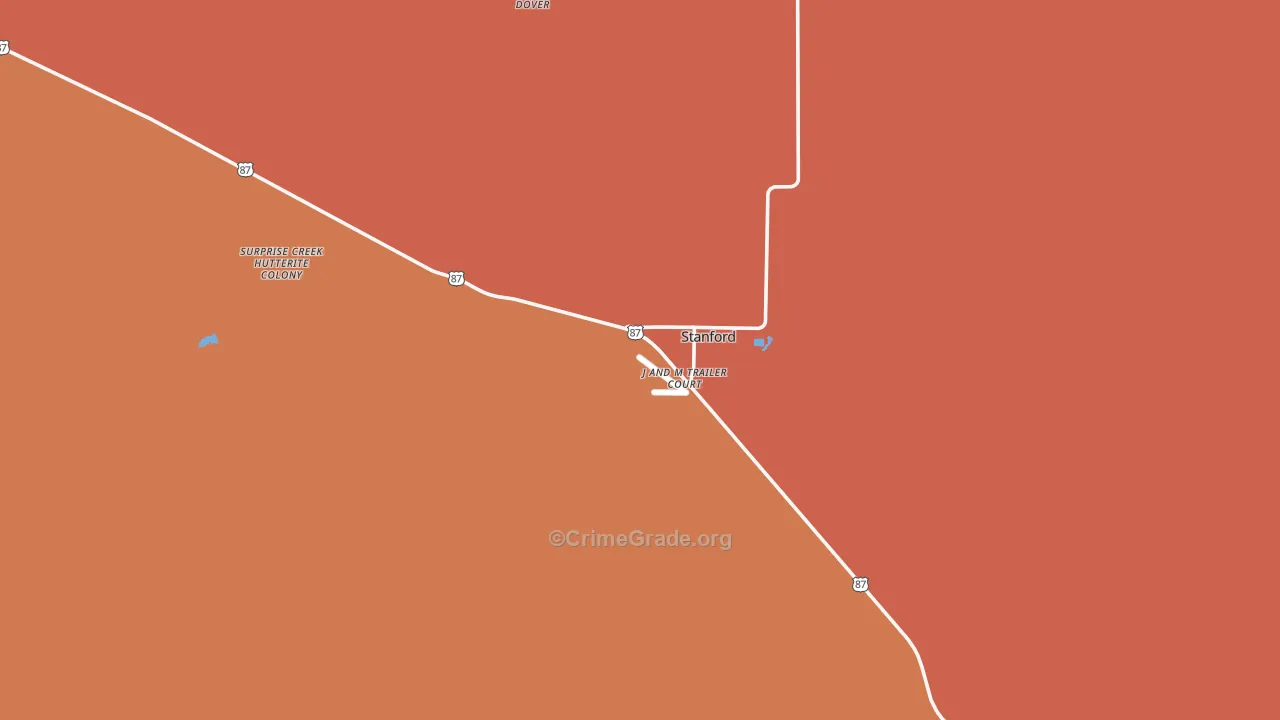 Stanford, MT Map of Murder Rates