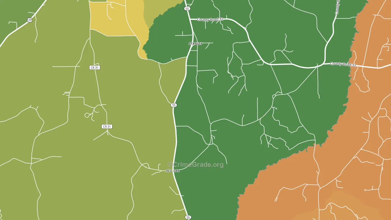 Stanley, AL Map of Murder Rates
