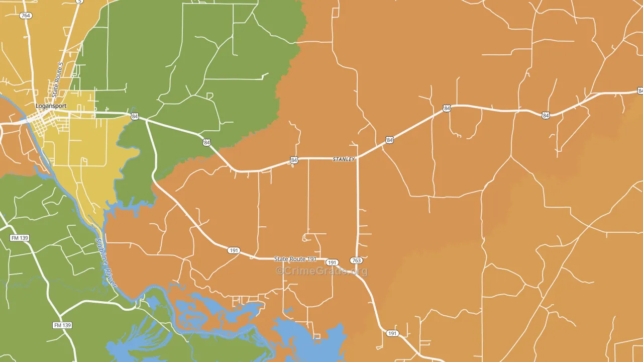 Stanley, LA Map of Murder Rates