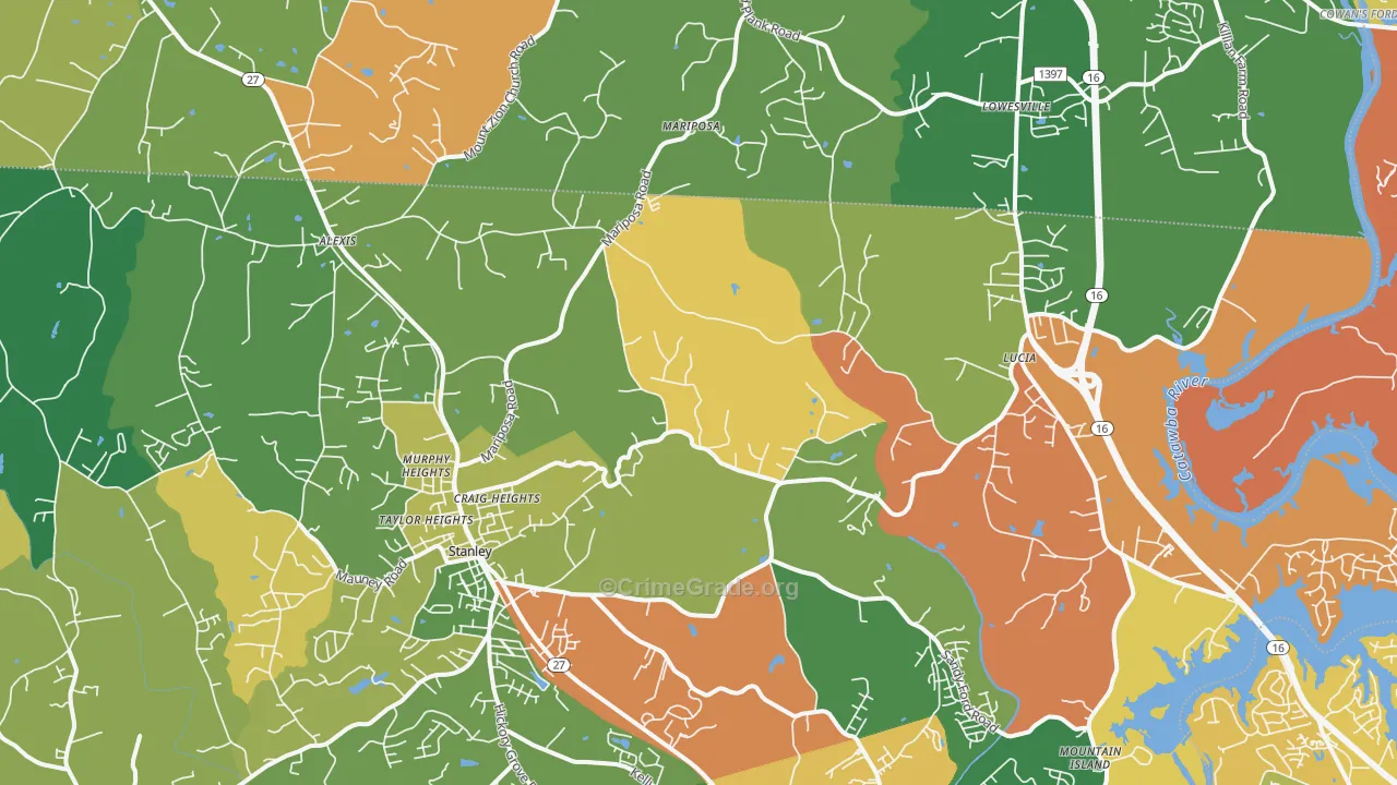 Stanley, NC Map of Murder Rates