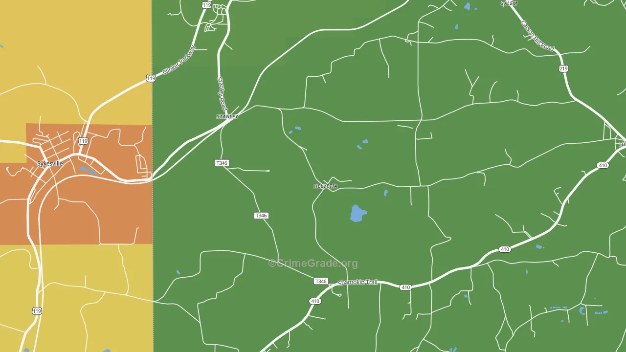Stanley, PA Map of Murder Rates