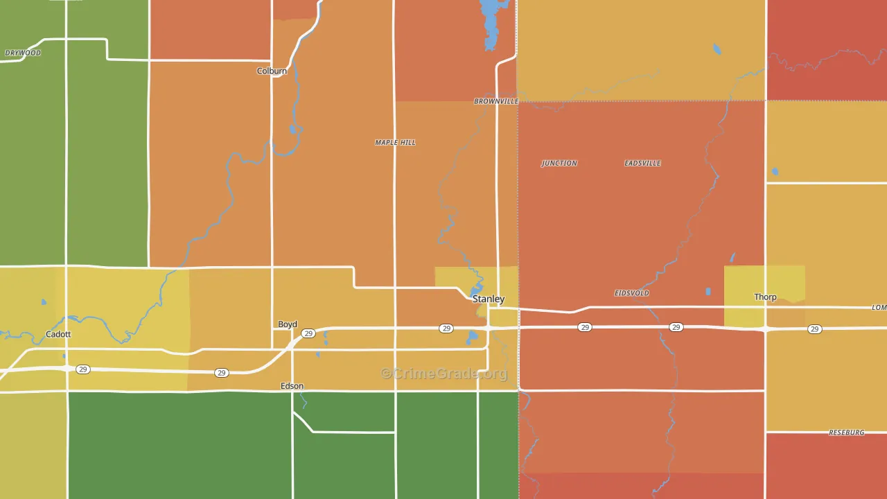 Stanley, WI Map of Murder Rates