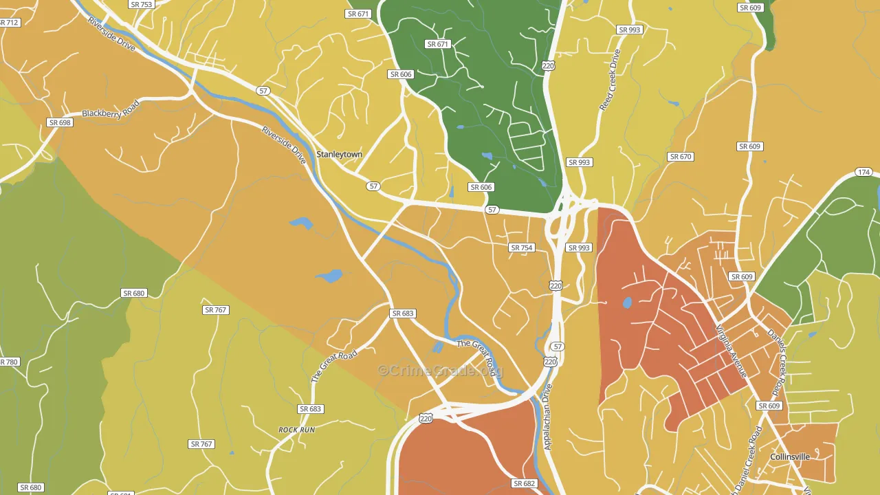 Stanleytown, VA Map of Murder Rates