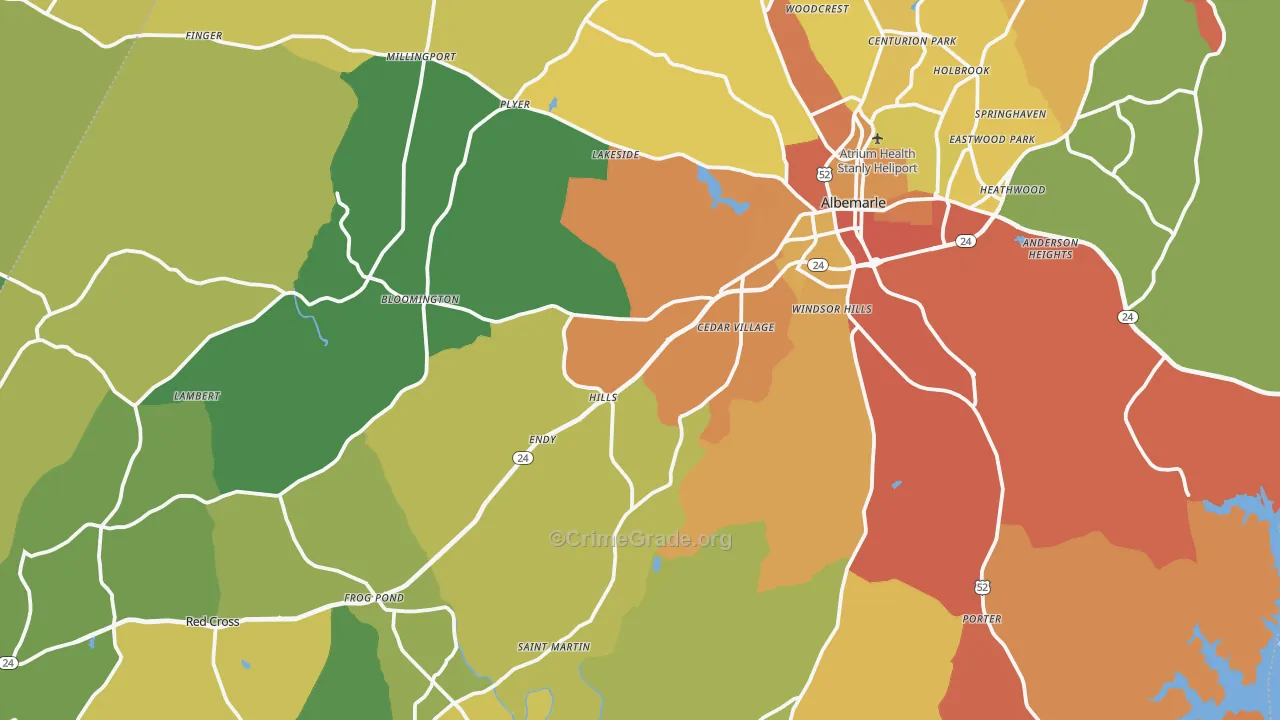 Stanly County, NC Map of Murder Rates