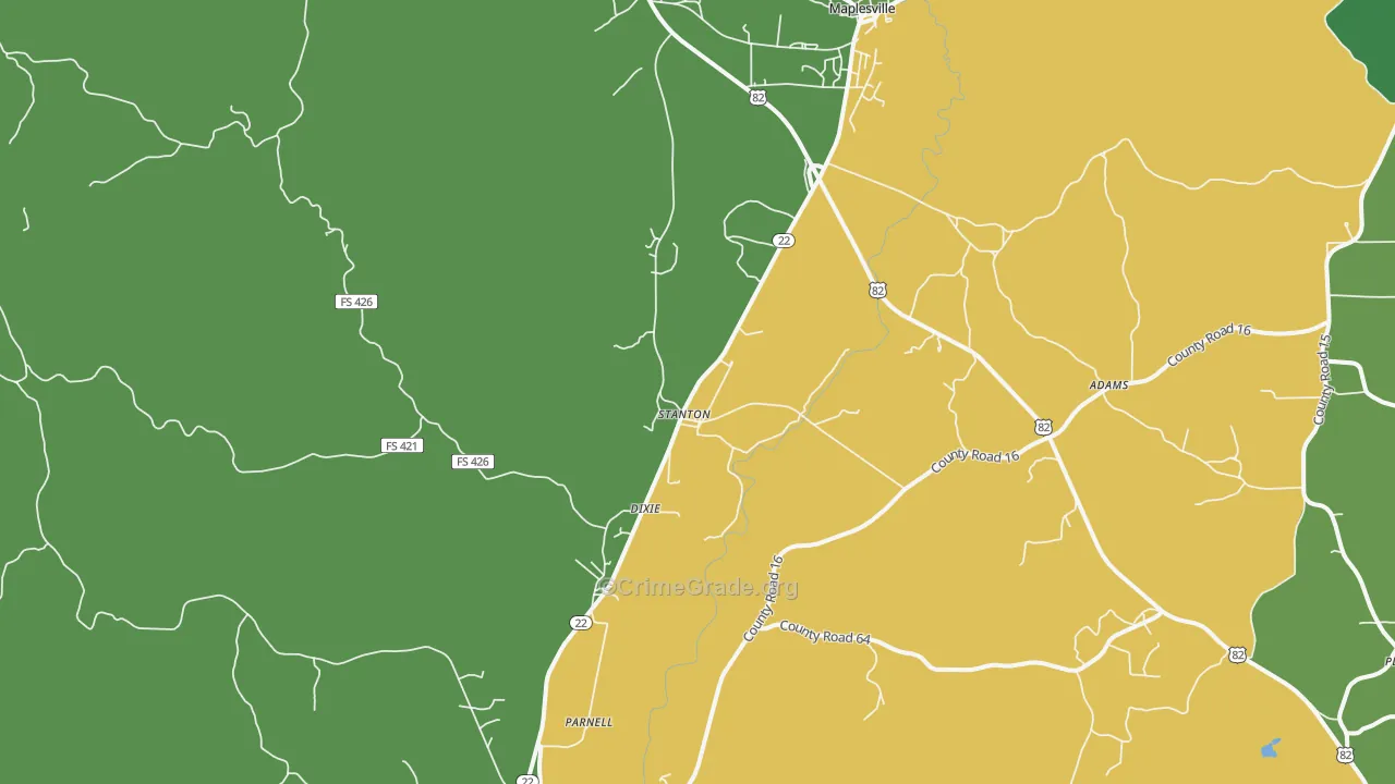 Stanton, AL Map of Murder Rates