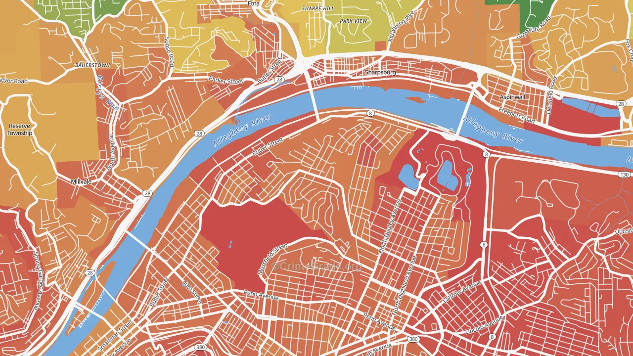 Stanton Heights, Pittsburgh, PA Map of Murder Rates