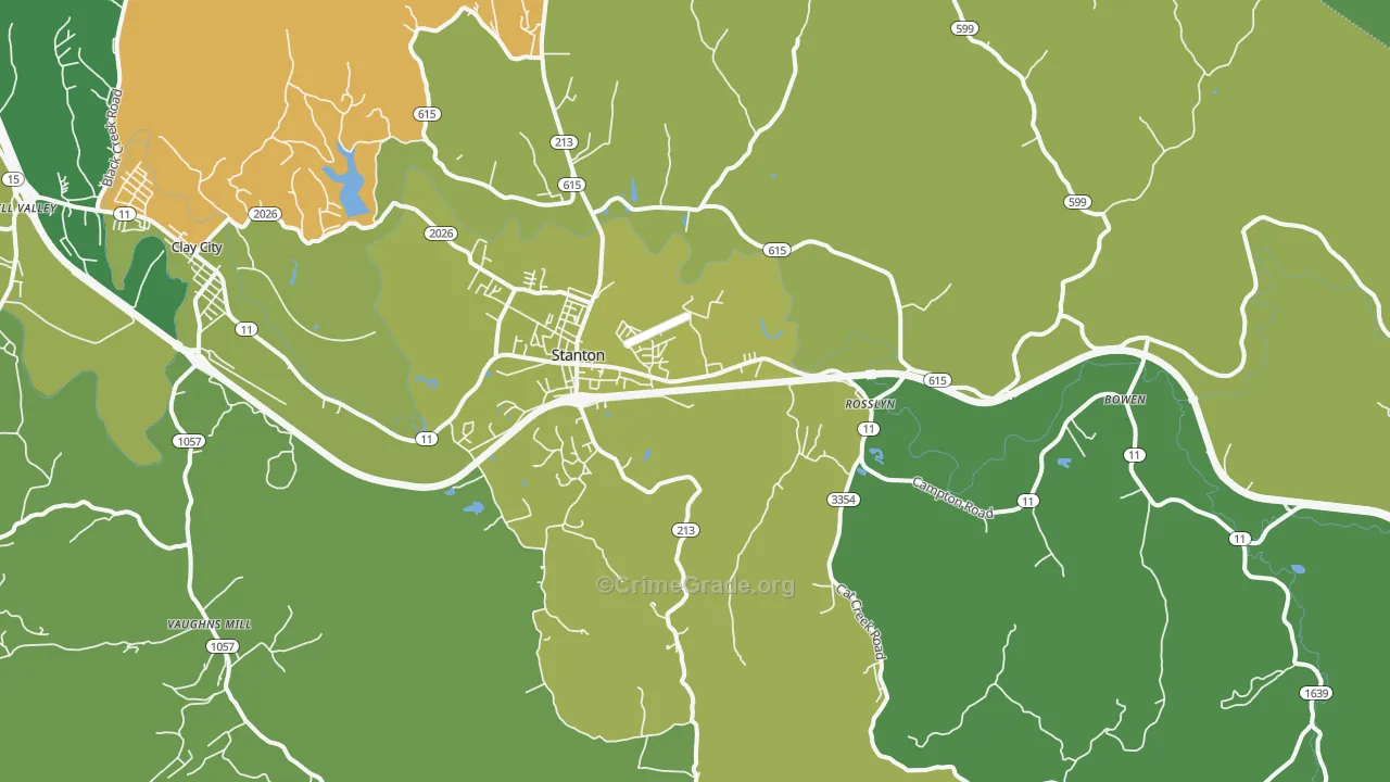 Stanton, KY Map of Murder Rates