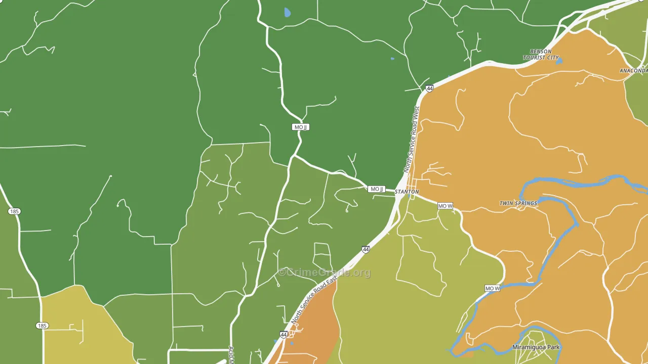 Stanton, MO Map of Murder Rates
