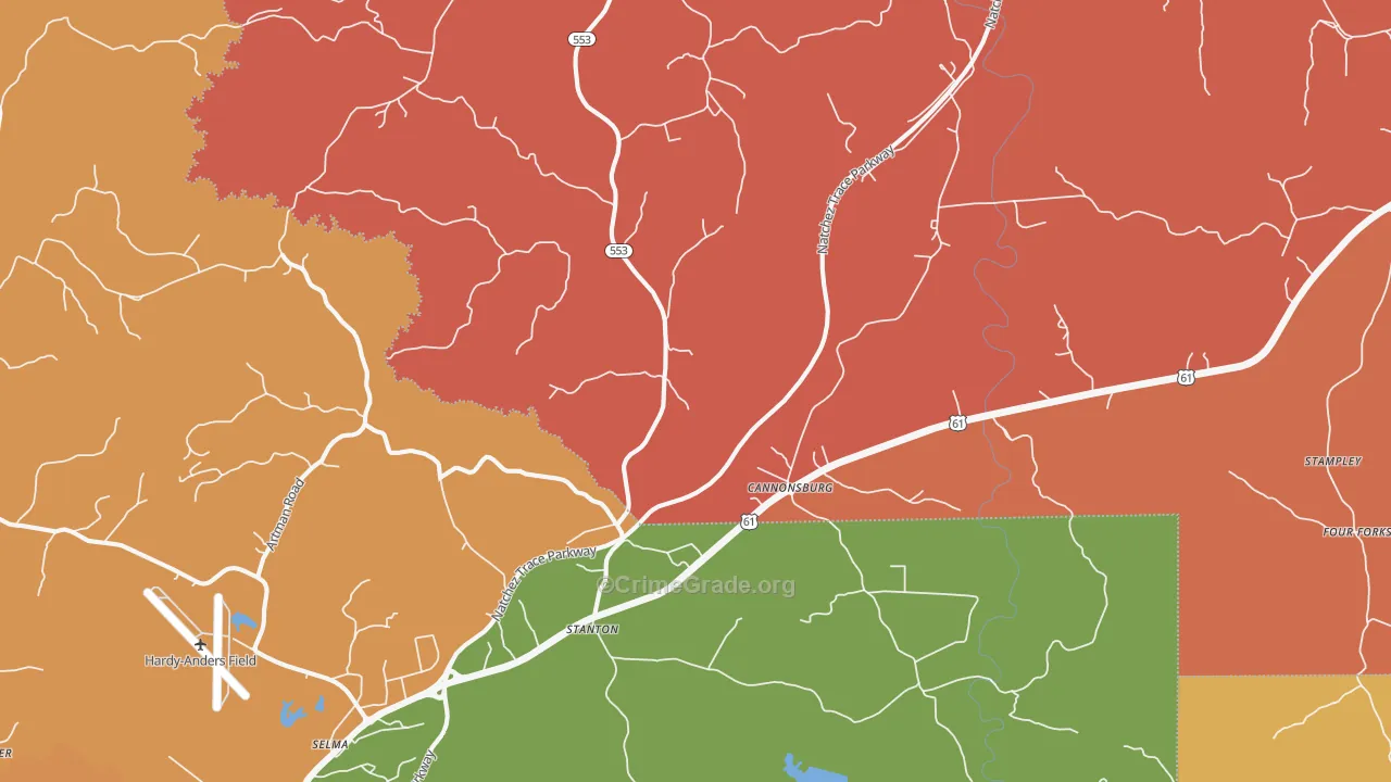 Stanton, MS Map of Murder Rates