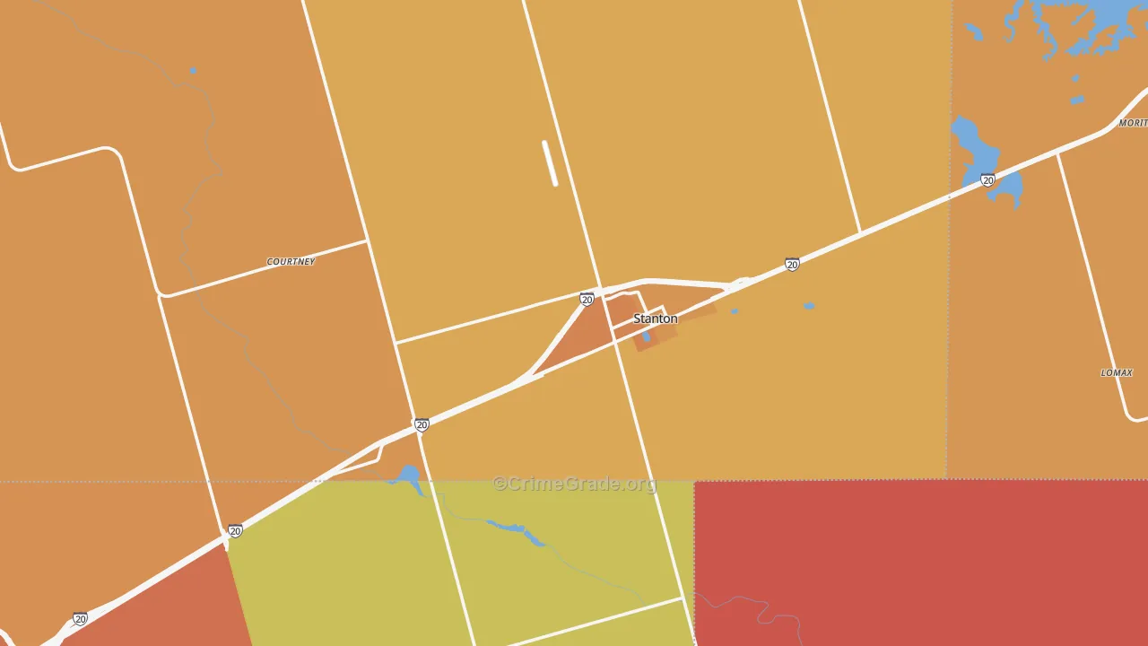 Stanton, TX Map of Murder Rates