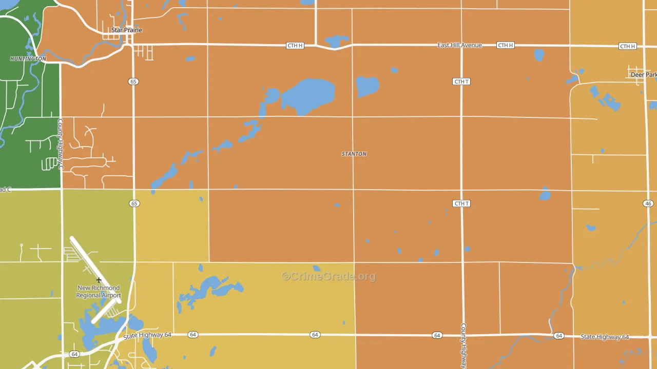 Stanton, WI Map of Murder Rates