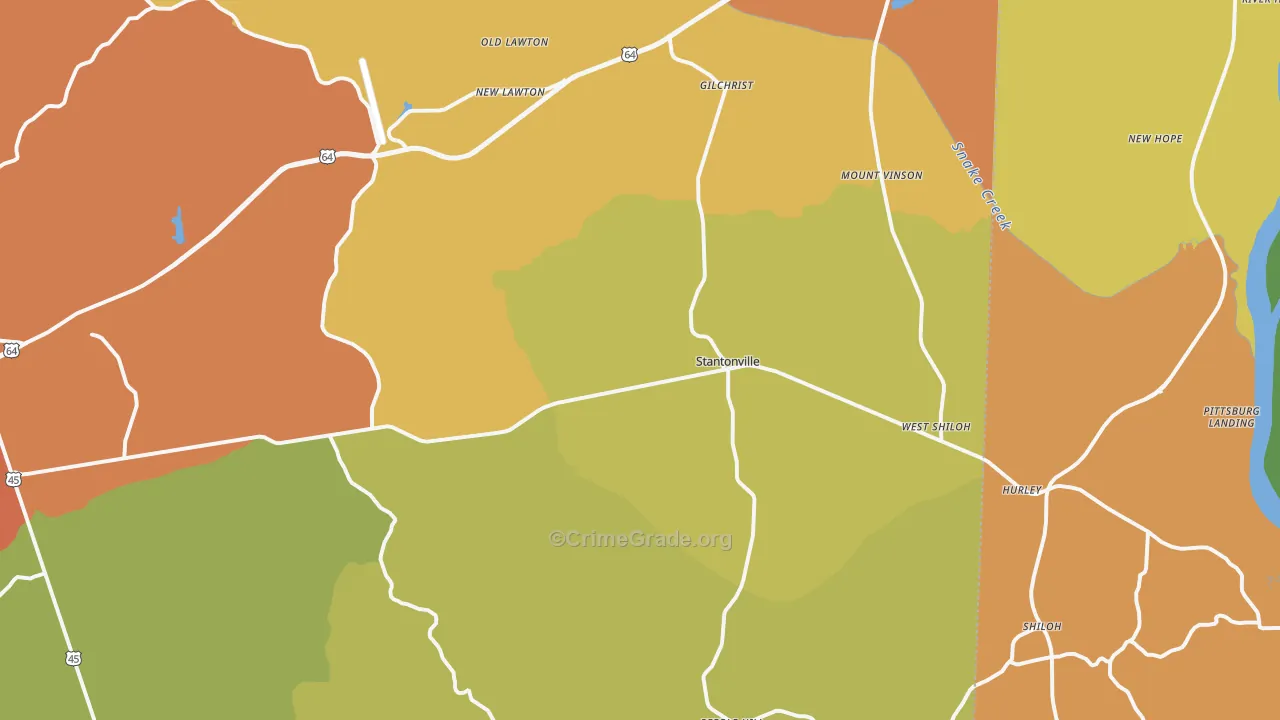 Stantonville, TN Map of Murder Rates