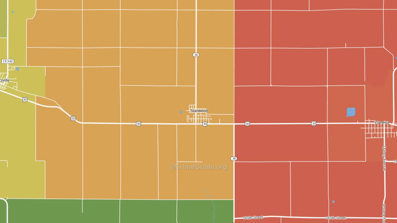 Stanwood, IA Map of Murder Rates