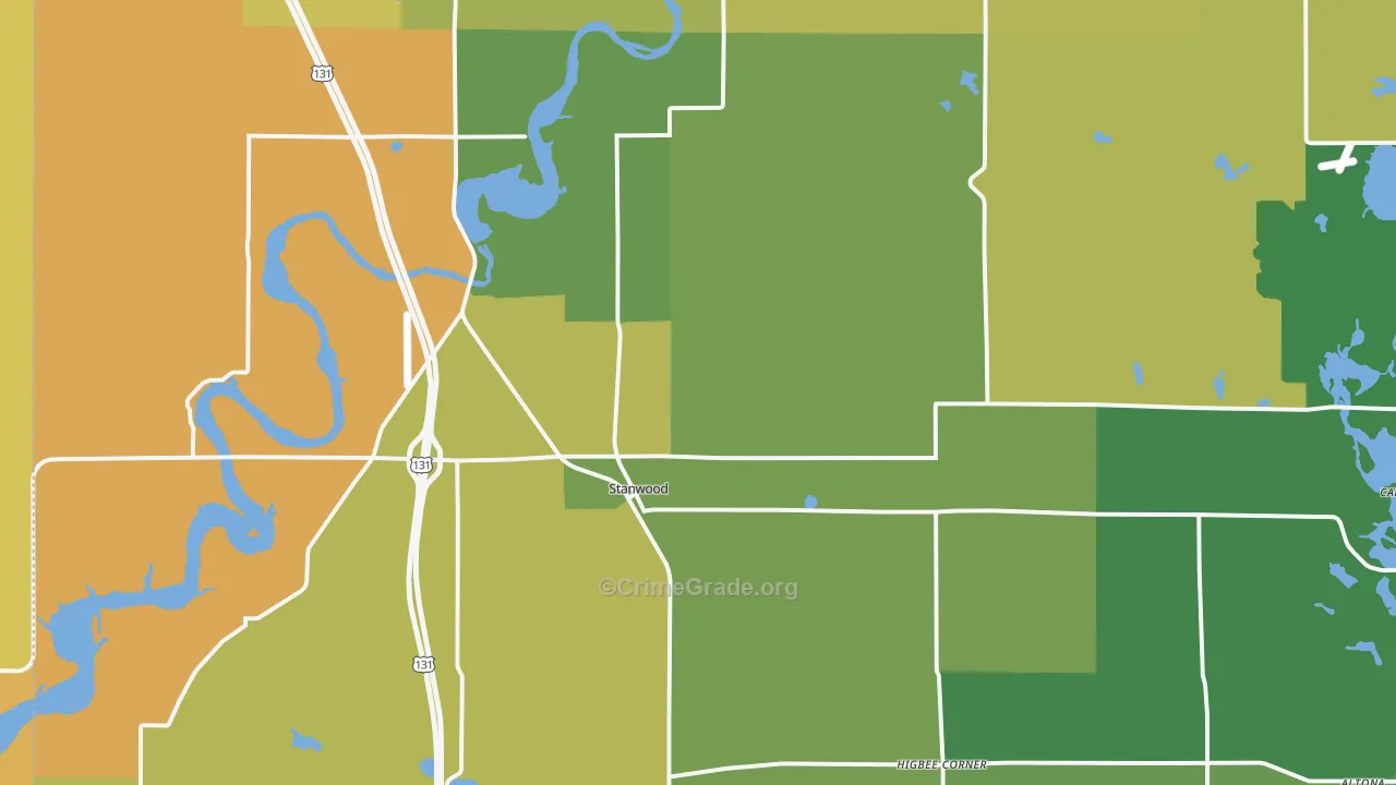 Stanwood, MI Map of Murder Rates