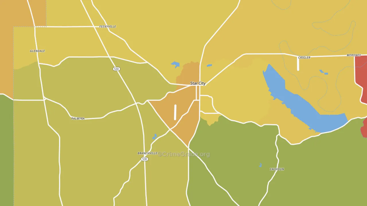 Star City, AR Map of Murder Rates