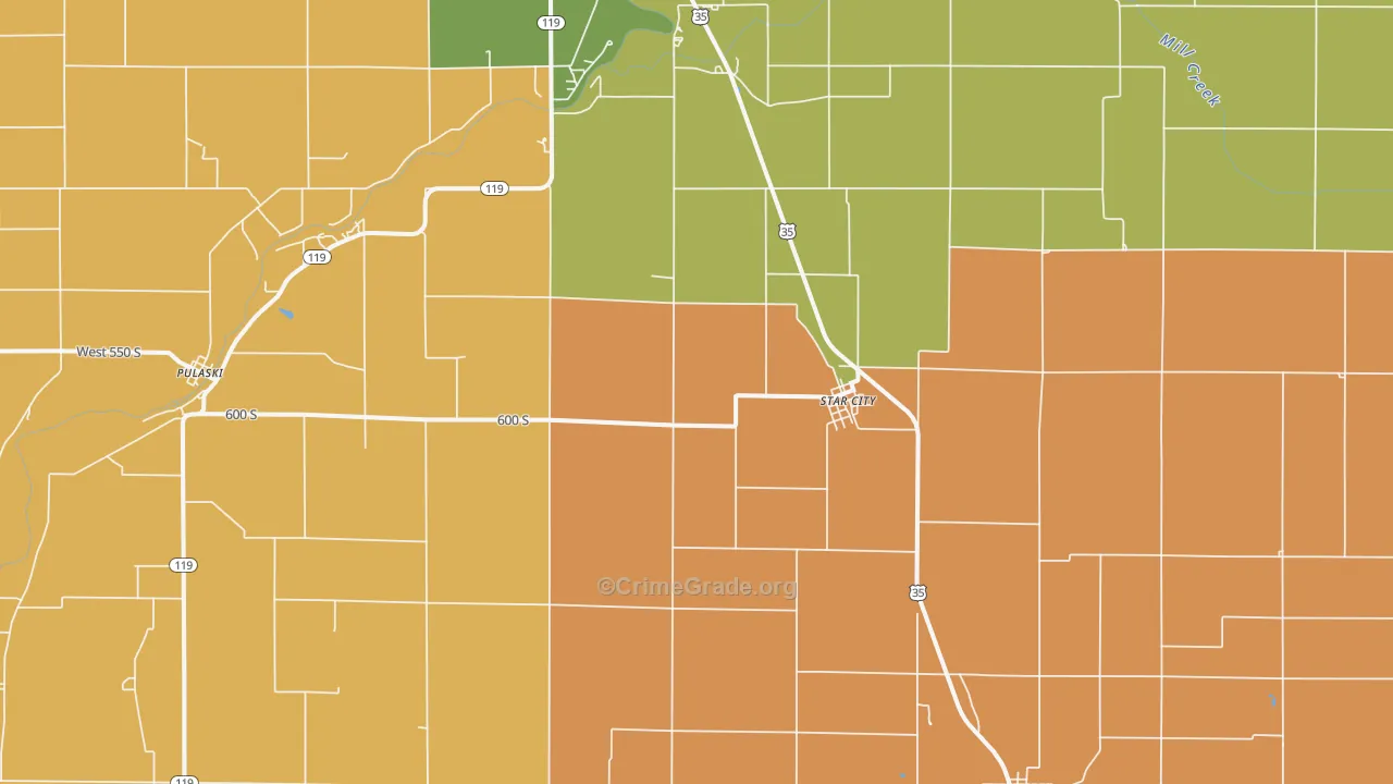 Star City, IN Map of Murder Rates