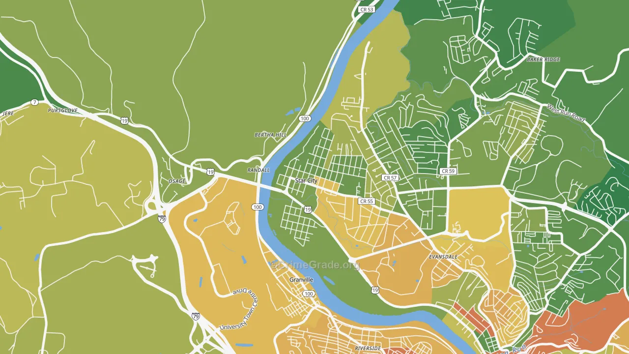 Star City, WV Map of Murder Rates