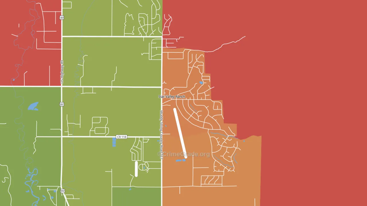 Star Valley Ranch, WY Map of Murder Rates