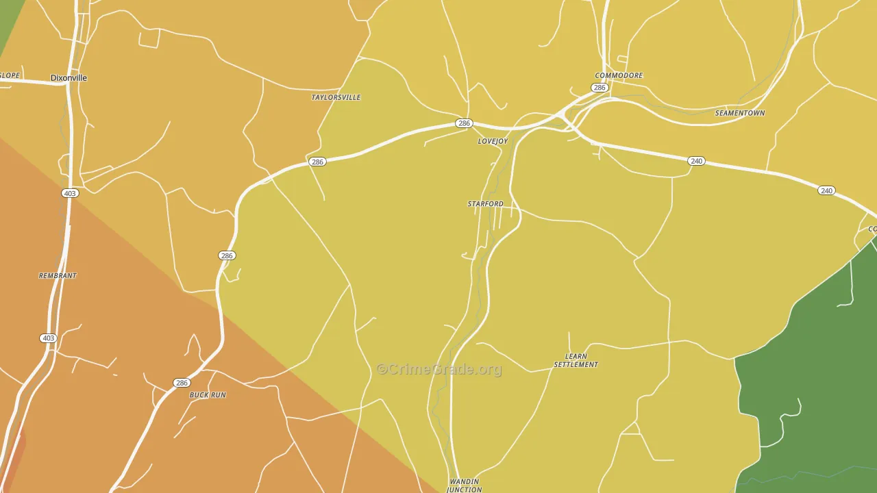 Starford, PA Map of Murder Rates