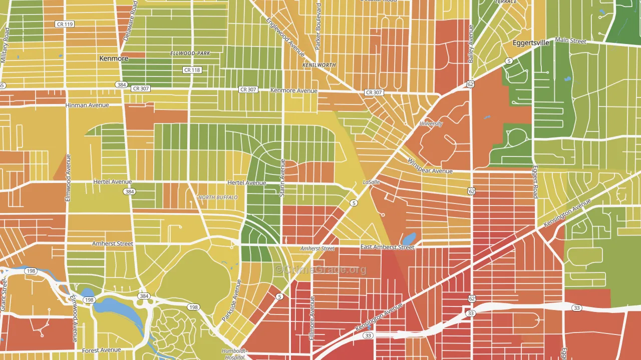 Starin Central, Buffalo, NY Map of Murder Rates