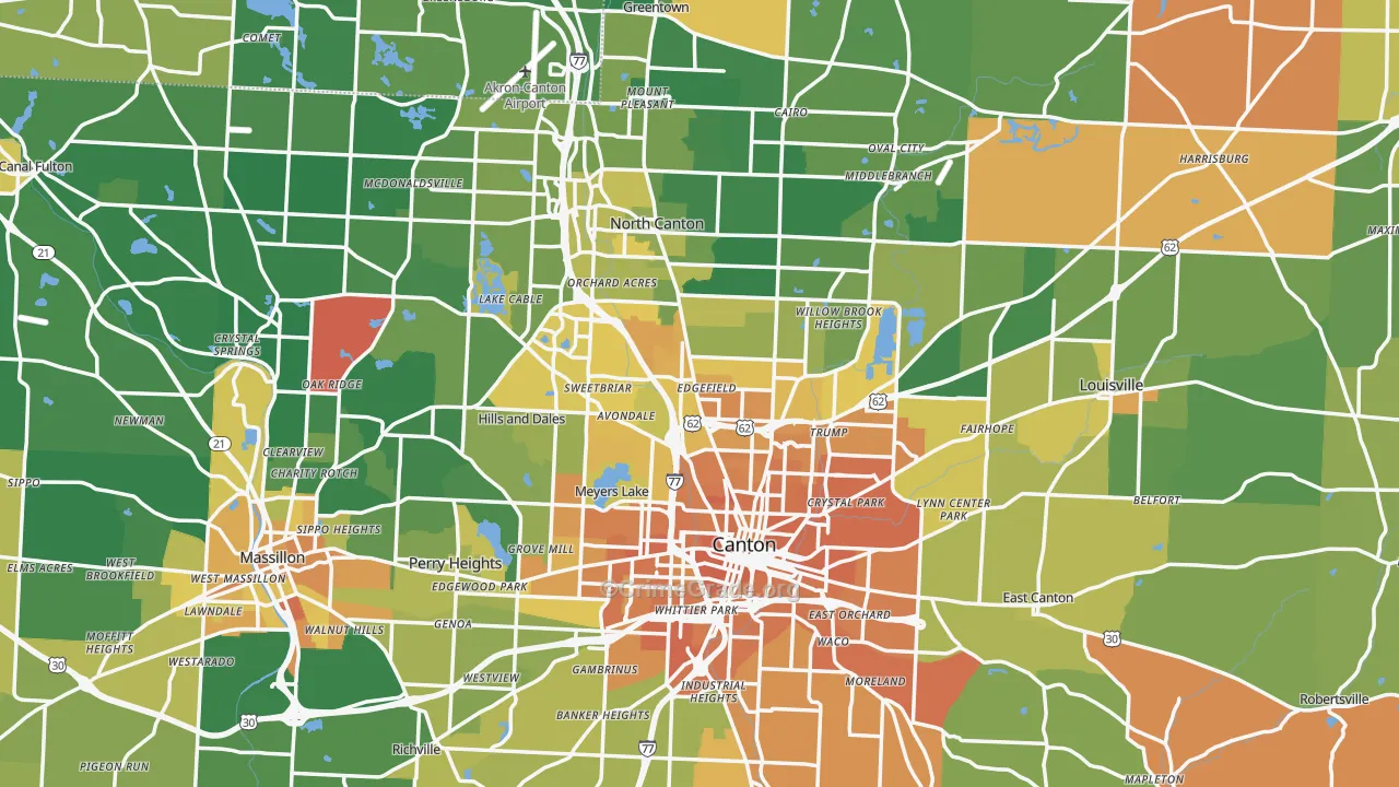 Stark County, OH Map of Murder Rates