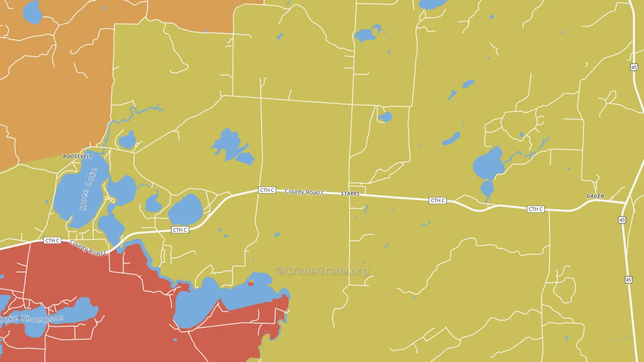 Starks, WI Map of Murder Rates