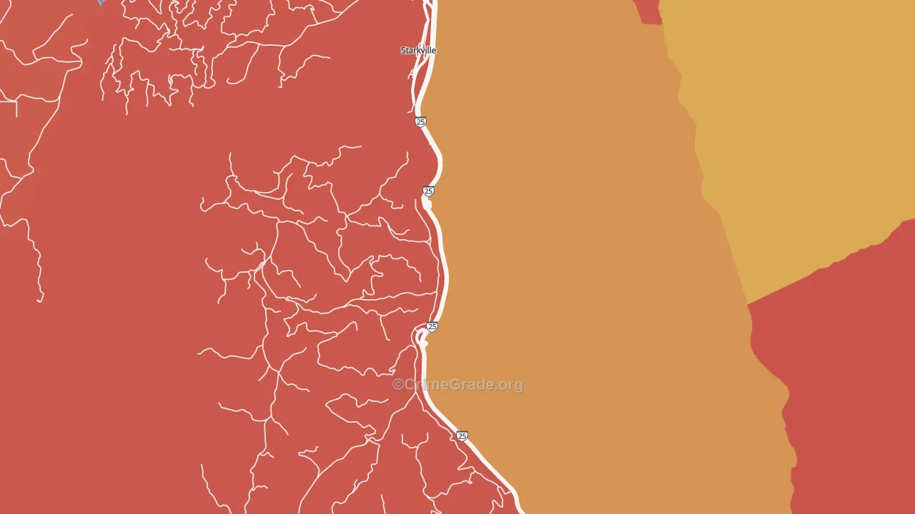 Starkville, CO Map of Murder Rates