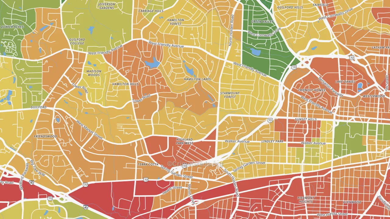 Starmount Forest, Greensboro, NC Map of Murder Rates