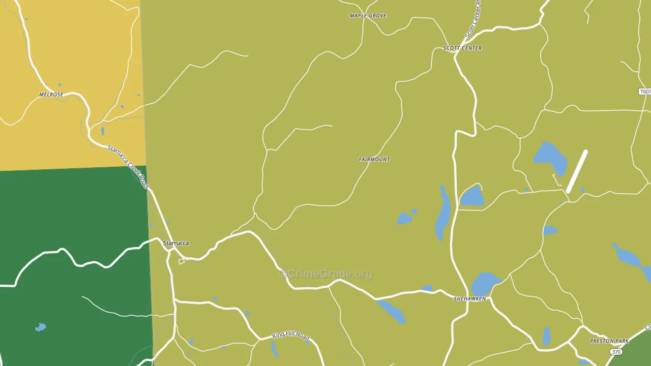 Starrucca, PA Map of Murder Rates