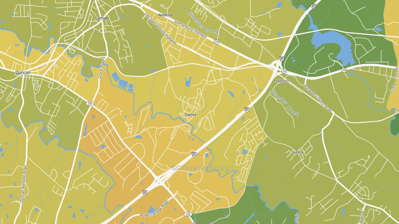 Startex, SC Map of Murder Rates