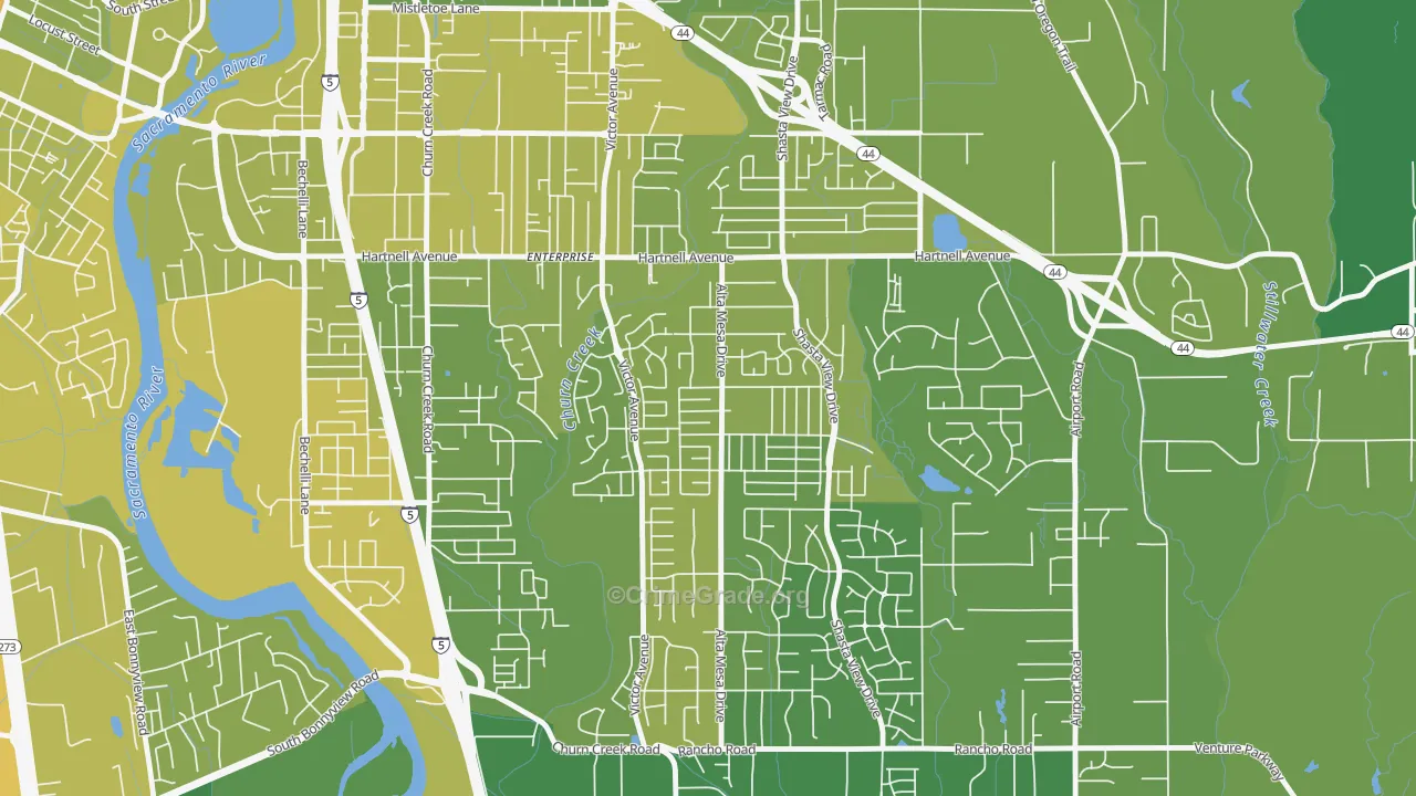 Starview, Redding, CA Map of Murder Rates