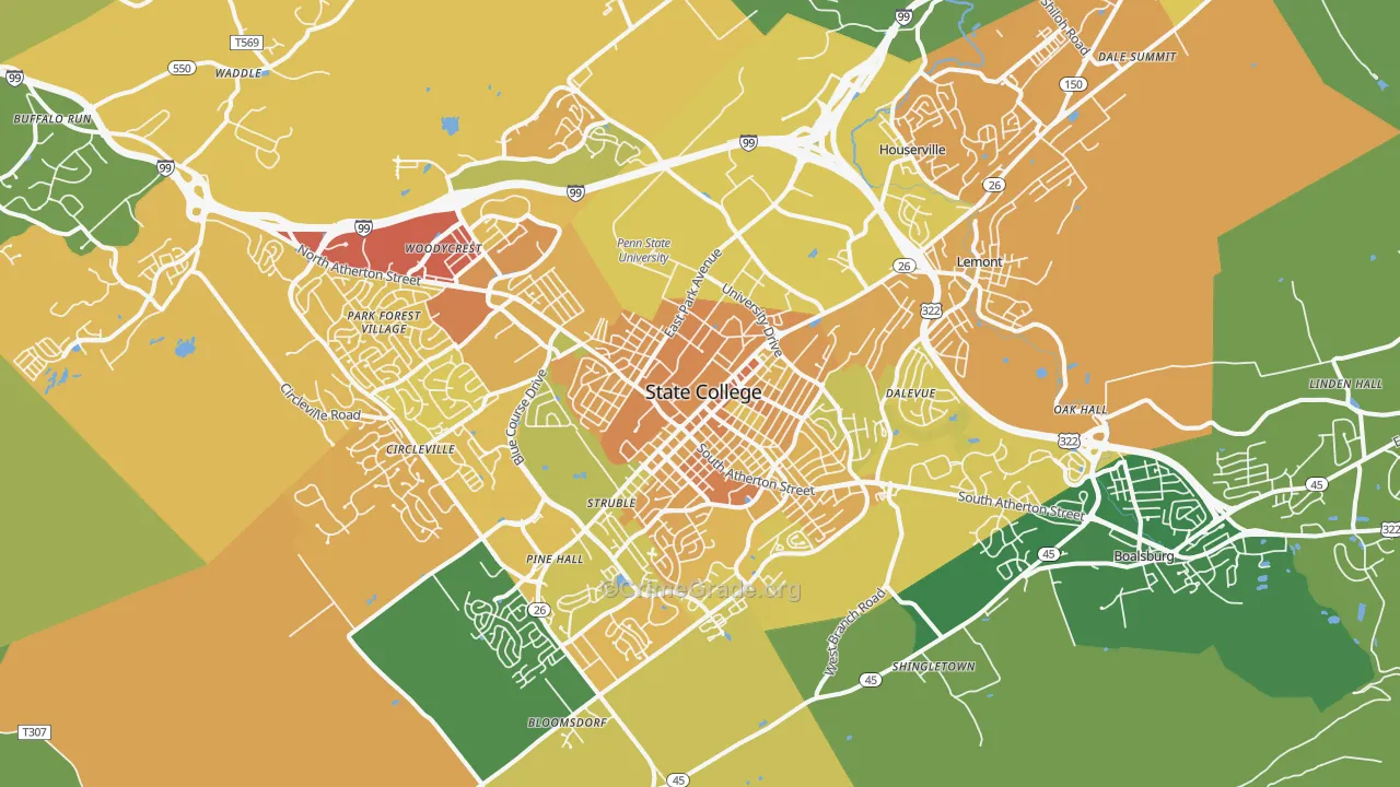 State College, PA Map of Murder Rates