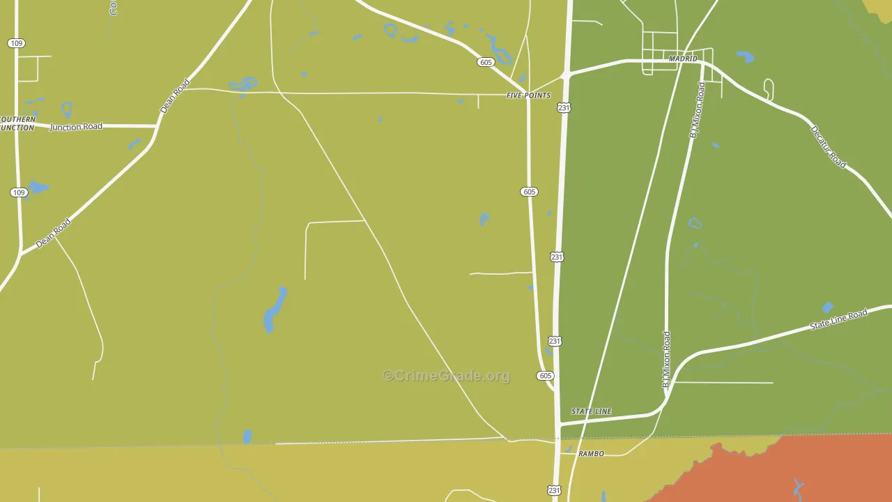 State Line, AL Map of Murder Rates