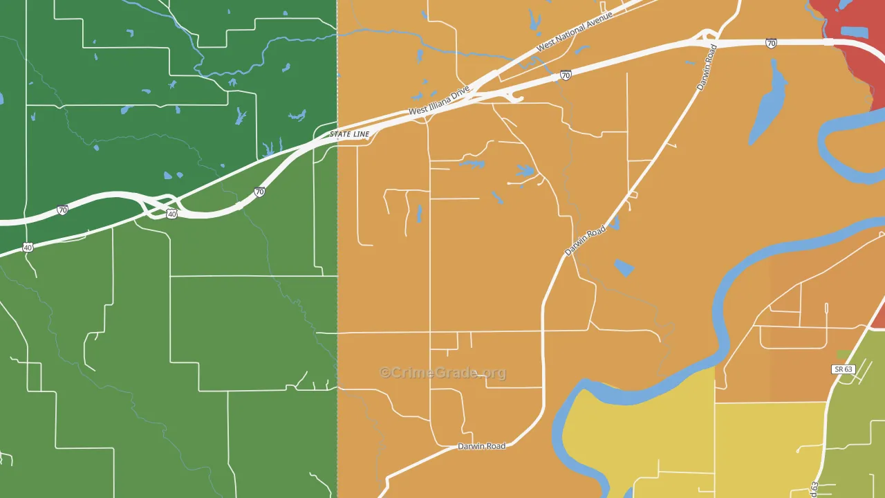 State Line, IN Map of Murder Rates