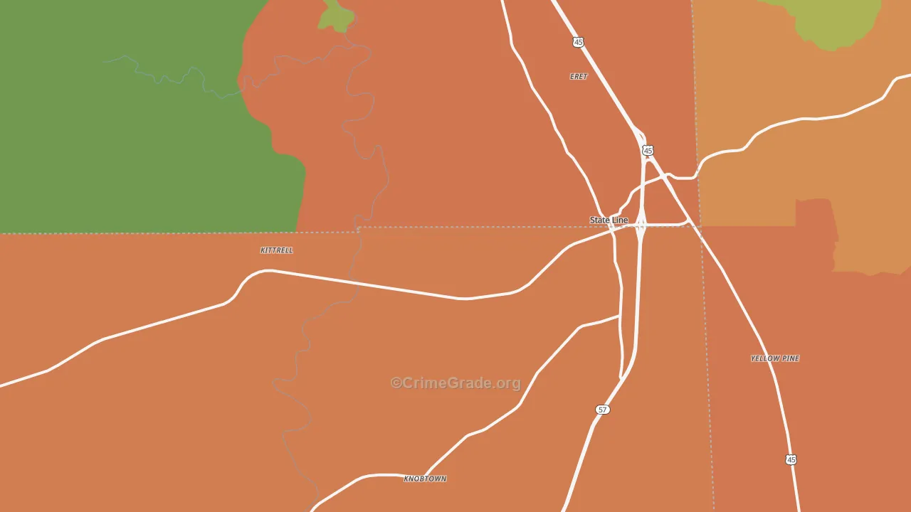 State Line, MS Map of Murder Rates
