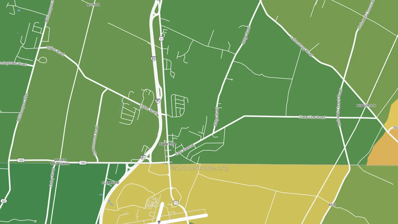 State Line, PA Map of Murder Rates