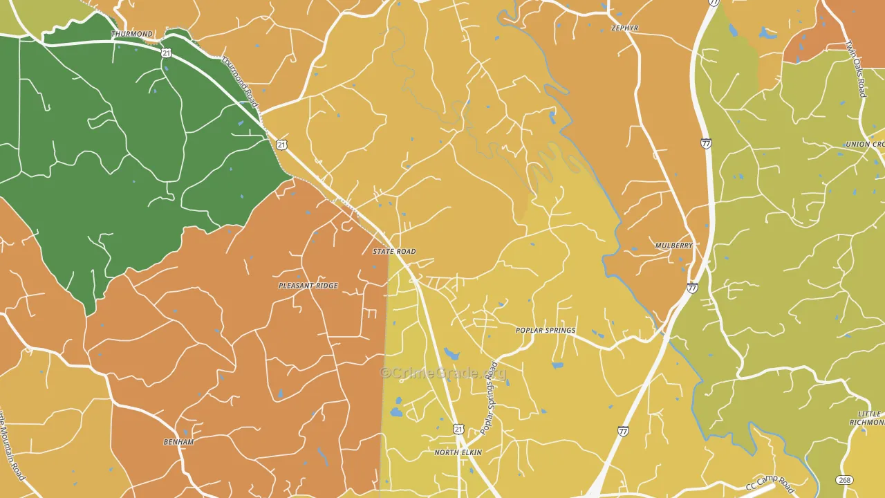 State Road, NC Map of Murder Rates